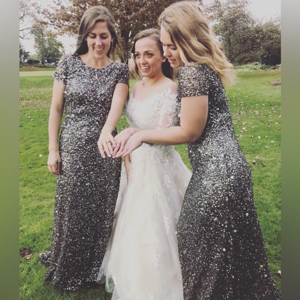 Silver Sequin Adrianna Papell Dress Women’s size 6 Wedding/Bridesmaid/Formal - Picture 3 of 8